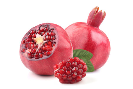Pomegranates isolated on white backgroundの写真素材