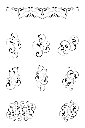 black floral elememts on a white backgroundのイラスト素材