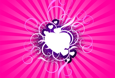 white hearts on a pink backgroundのイラスト素材
