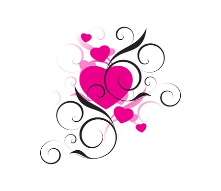 pink hearts with decorative elements on a white backgroundのイラスト素材