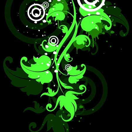 flower green on a black backgroundのイラスト素材