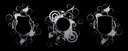 banners with decorative elements on a black backgroundのイラスト素材