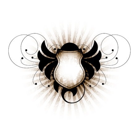 retro shield on a floral backgroundのイラスト素材