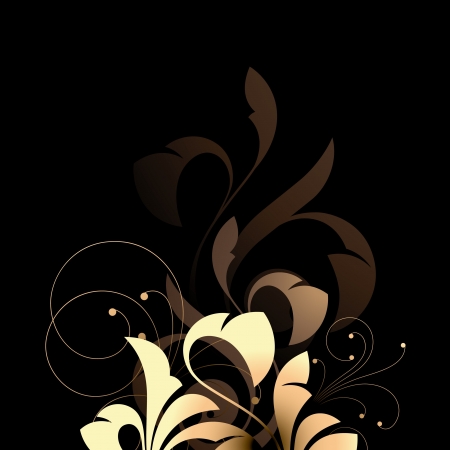 Floral elements on a black backgroundのイラスト素材