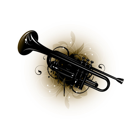 musical instrument on a floral backgroundのイラスト素材