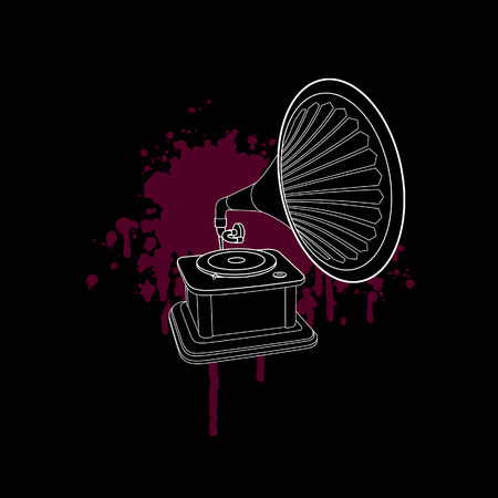 gramophone on a black backgroundのイラスト素材