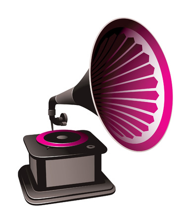 gramophone on a black backgroundのイラスト素材