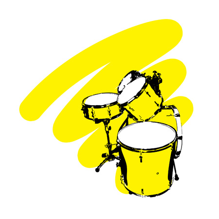 drums on a yellow backgroundのイラスト素材