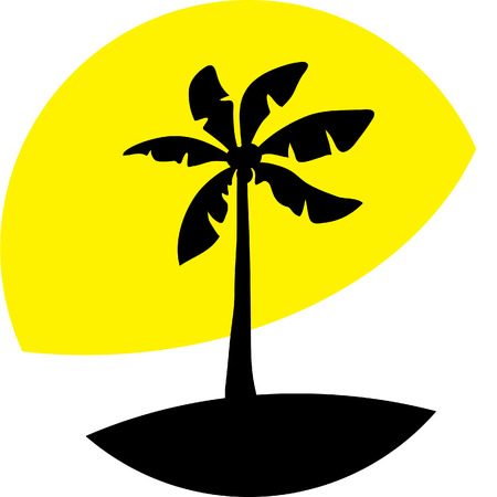 palm tree on yellow backgroundのイラスト素材