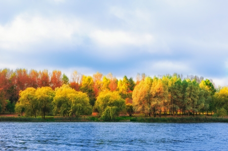 Autumn landscape in city parkの写真素材
