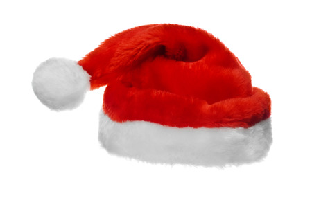 Christmas santa hat,  isolated on whiteの写真素材