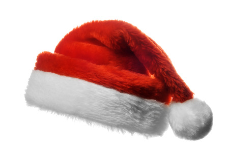 Christmas santa hat,  isolated on whiteの写真素材