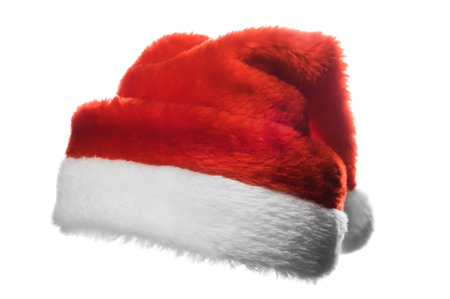 Christmas santa hat,  isolated on whiteの写真素材