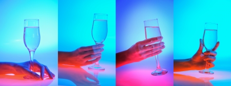A hand with wineglass. Multiple image