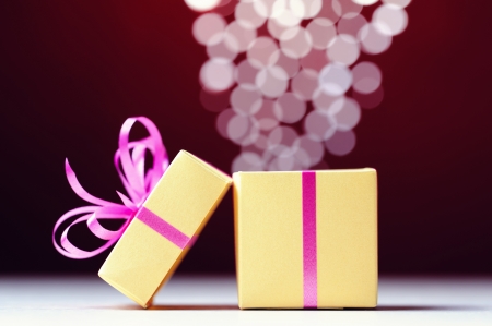 Gift box on abstract の写真素材
