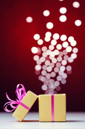 Gift box on abstract の写真素材