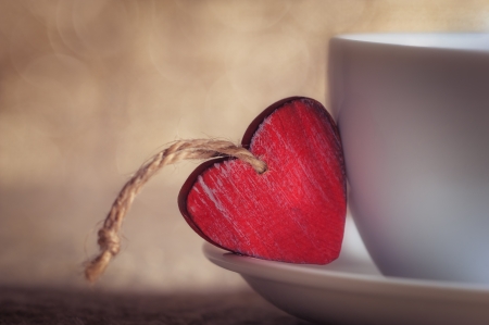 Cup of coffee on valentine dayの写真素材