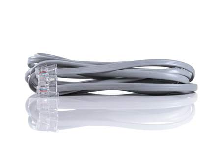 Phone cable isolated on white の写真素材