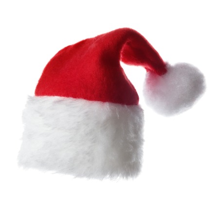 Christmas santa hat,  isolated on white backgroundの写真素材