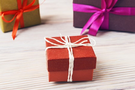 Close up of gift boxes, selective focusの写真素材