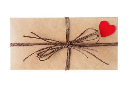 Love letter in envelope on Valentines day, isolated on whiteの写真素材