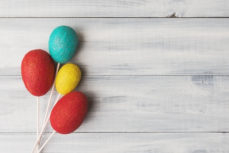 Easter decoration over wooden background