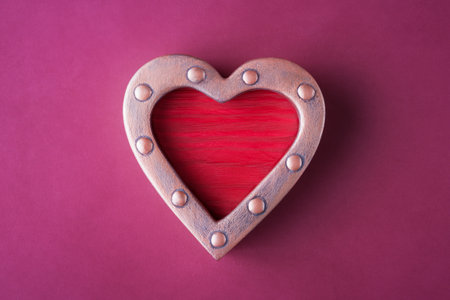 Heart in steampunk style on violet background. Love and Valentineâs day design ideaの写真素材