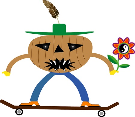 Halloween on a skateboard illustration のイラスト素材
