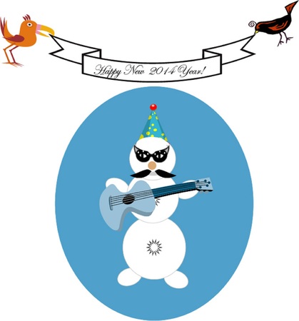 Musical snowman illustrations のイラスト素材