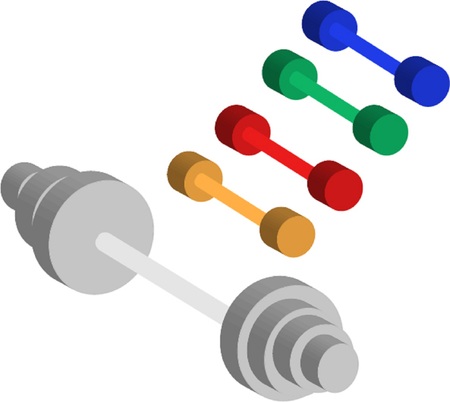 Colored dumbbells and barbellのイラスト素材