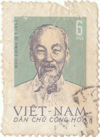 Retro vietnamese postage stampのeditorial素材