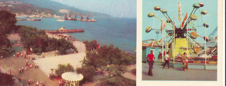 Soviet postcard View of the Yalta quay areaのeditorial素材