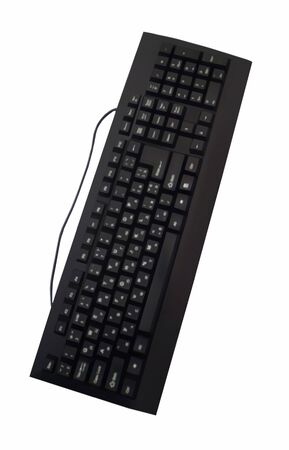 Black computer keyboard on white backgroundの写真素材