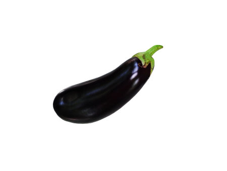 Delicious ripe eggplant on a white backgroundの写真素材