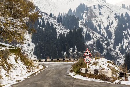 Mountain road, serpentine.の写真素材