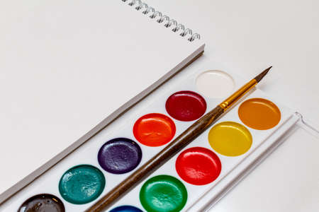 Watercolor paint on the white background close upの写真素材