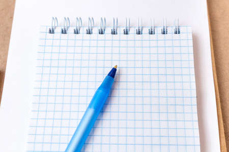composition with notebook blank page colorful pencil, marker and pen mock-up Back to school concept...