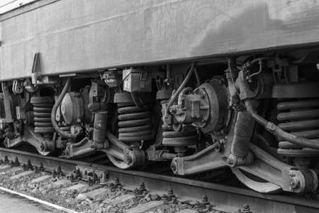 Old train vintage wheels on the railroad.の写真素材