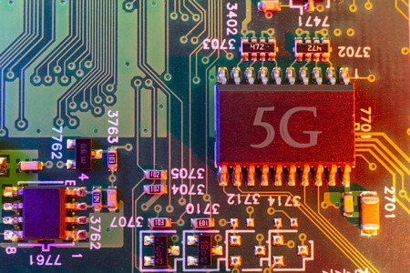 Electronic board components, Motherboard digital chip. Tech science background. Integrated...