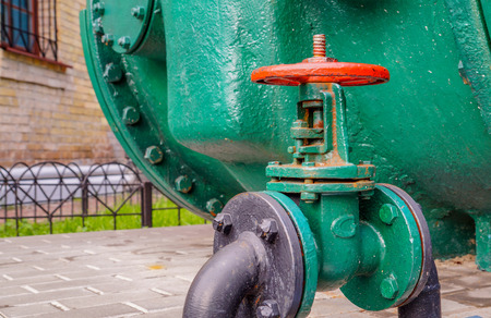 Old Gate valves, water pipeline, heat circuit.の写真素材