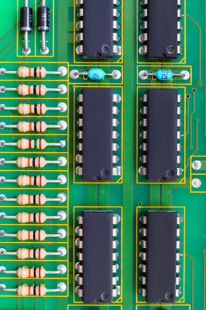 Electronic board design, Motherboard digital chip. Tech science background. Integrated communication processor.の写真素材