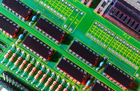 Electronic board wallpaper, Motherboard digital chip. Tech science background. Integrated...