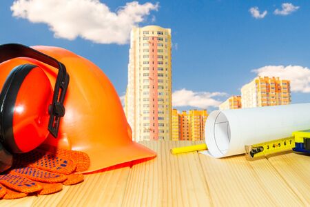 Standard construction safety, building protection and tools.