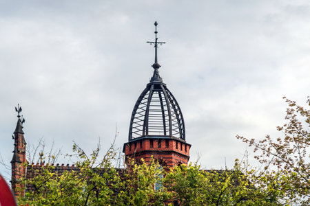 Elements of old architecture in the city center of Gniezno Poland. Transparent towerのeditorial素材