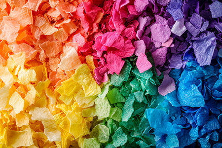 A stunning array of paper shavings showcases a spectrum of colors, transitioning from warm hues to cool tones.の素材