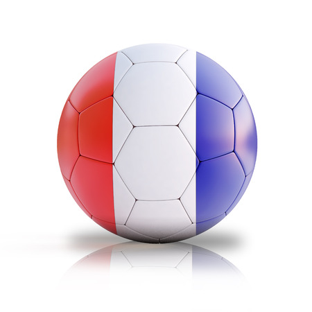3d illustration of the French flag on a soccer ball on isolated backgroundの写真素材
