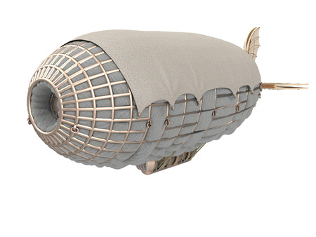 3d illustration of a fantasy airship in steampunk styleの写真素材