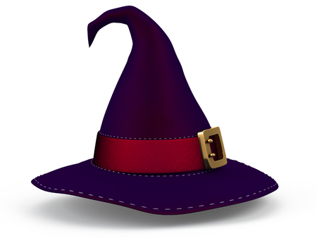 hat of a witch for halloween and cartoon style on an isolated white background. 3d illustrationの写真素材