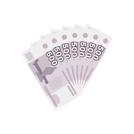 Fan of 500 rubles banknotes. Money currencyのイラスト素材