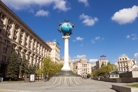 Monument with a globe. Kiev, Ukraine - springのeditorial素材